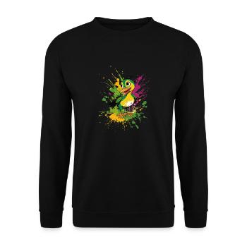 Fröhlichen Entlein - Unisex Pullover - Schwarz - Vorne - Alina (178cm) & Michal (187cm)