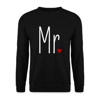 Partnerlook Mr and Mrs Valentinstag Passendes Paar - Unisex Pullover - Schwarz - Vorne - Alina (178cm) & Michal (187cm)