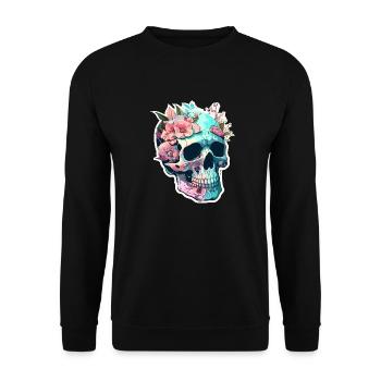 Crâne humain et fleurs 33 - Sweat-shirt Unisexe - noir - Devant - Alina (178cm) & Michal (187cm)