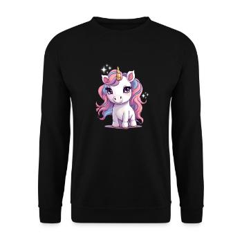 Bezauberndes, kleines Einhorn - Unisex Pullover - Schwarz - Vorne - Alina (178cm) & Michal (187cm)
