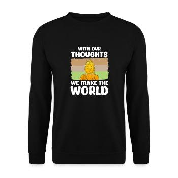 Buddha Monk Namaste Buddhism I Gift - Unisex Sweatshirt - black - Front - Alina (178cm) & Michal (187cm)
