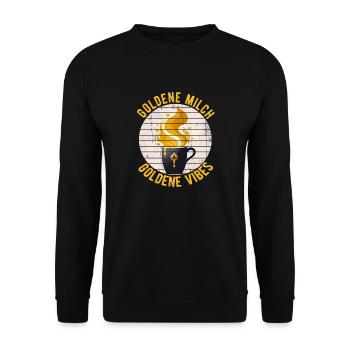 Goldene Milch Spruch Ayurveda Indien ayurvedisch - Unisex Pullover - Schwarz - Vorne - Alina (178cm) & Michal (187cm)