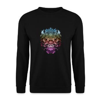 Fantasy Drache Anime Drachenkopf Mythisches Reptil - Unisex Pullover - Schwarz - Vorne - Alina (178cm) & Michal (187cm)