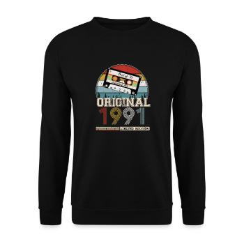 Vintage 1991 33 Year Anniversary Gift - Unisex Sweatshirt - black - Front - Alina (178cm) & Michal (187cm)