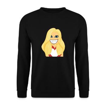 Blonde Frau verliebt - Unisex Pullover - Schwarz - Vorne - Alina (178cm) & Michal (187cm)