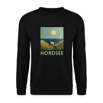 North Sea Sheep Northern Germany Lower Saxony - Unisex Sweatshirt - black - Front - Alina (178cm) & Michal (187cm)