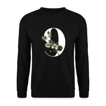 Numéro 9 floral vert -9e anniversaire floral - Sweat-shirt Unisexe - noir - Devant - Alina (178cm) & Michal (187cm)