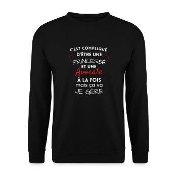 Princesse et Avocate, je gère! - Sweat-shirt Unisexe - noir - Devant - Alina (178cm) & Michal (187cm)