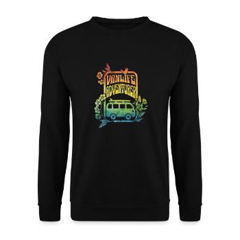 Vanlife - rainbow colour flowers - Unisex Sweatshirt - black - Front - Alina (178cm) & Michal (187cm)
