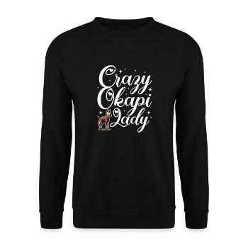 crazy okapi lady Design for a fan of wild animals - Unisex Pullover - Schwarz - Vorne - Alina (178cm) & Michal (187cm)