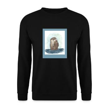 240328 Loutre 2 - Sweat-shirt Unisexe - noir - Devant - Alina (178cm) & Michal (187cm)
