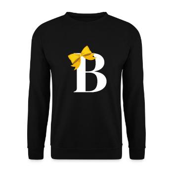 Lettre b nœud jaune - Sweat-shirt Unisexe - noir - Devant - Alina (178cm) & Michal (187cm)