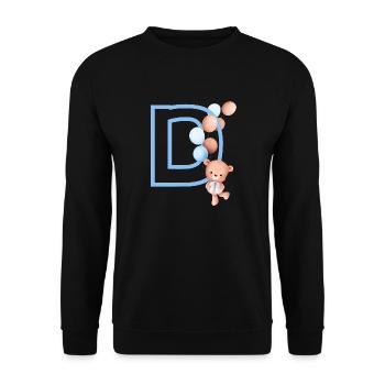 Blue Letter D Bear - Unisex Sweatshirt - black - Front - Alina (178cm) & Michal (187cm)