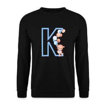 Blue Letter k Bear - Unisex Sweatshirt - black - Front - Alina (178cm) & Michal (187cm)