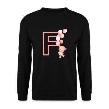 Lettre f rose ours - Sweat-shirt Unisexe - noir - Devant - Alina (178cm) & Michal (187cm)