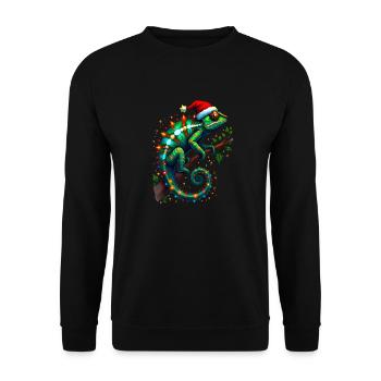 Chameleon Santa Hat Lights Christmas Cute Xmas - Unisex Sweatshirt - black - Front - Alina (178cm) & Michal (187cm)
