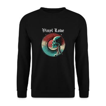 Retro-Vinyl-Liebe - Unisex Pullover - Schwarz - Vorne - Alina (178cm) & Michal (187cm)
