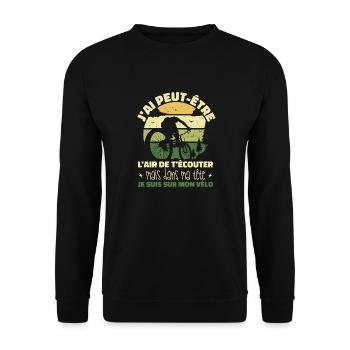 Cyclisme Dans Ma Tête Je suis sur Mon Vélo Humour - Sweat-shirt Unisexe - noir - Devant - Alina (178cm) & Michal (187cm)