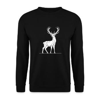 Abstrakter Rothirsch mit Geweih - Unisex Pullover - Schwarz - Vorne - Alina (178cm) & Michal (187cm)