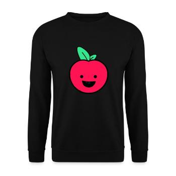 apfel smile - Unisex Pullover - Schwarz - Vorne - Alina (178cm) & Michal (187cm)