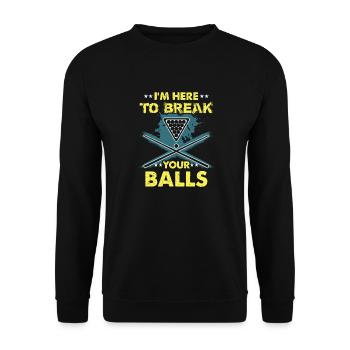 Billardspieler Geschenk Billard Queue Billardtisch - Unisex Pullover - Schwarz - Vorne - Alina (178cm) & Michal (187cm)