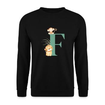 Letter f green jungle animals - Unisex Sweatshirt - black - Front - Alina (178cm) & Michal (187cm)
