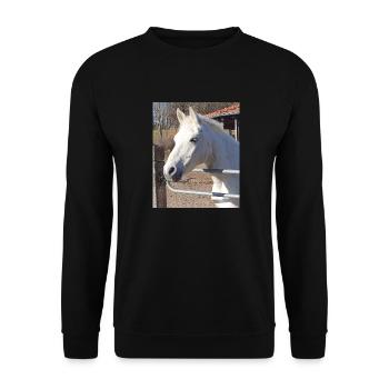 Portrait de cheval blanc - Sweat-shirt Unisexe - noir - Devant - Alina (178cm) & Michal (187cm)
