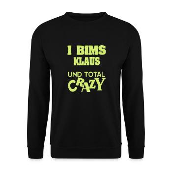 Klaus als Spruch - Unisex Pullover - Schwarz - Vorne - Alina (178cm) & Michal (187cm)