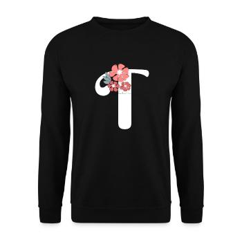 Letter t Minimalist Flowers - Unisex Sweatshirt - black - Front - Alina (178cm) & Michal (187cm)