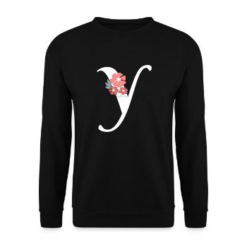 Letter and Minimalist Flowers - Unisex Sweatshirt - black - Front - Alina (178cm) & Michal (187cm)