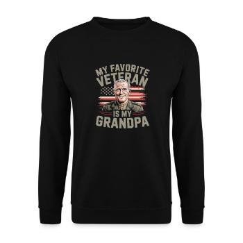 Mein Lieblingsveteran ist mein Opa - Veteran Day - Unisex Pullover - Schwarz - Vorne - Alina (178cm) & Michal (187cm)