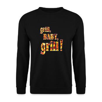 grill baby grill grill barbecue party father's day - Unisex Sweatshirt - black - Front - Alina (178cm) & Michal (187cm)