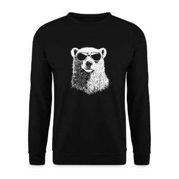 Cool Polar Bear Sunglasses Summer Bear - Unisex Sweatshirt - black - Front - Alina (178cm) & Michal (187cm)