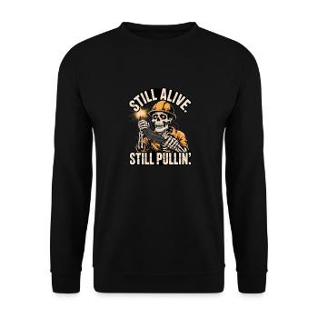 Funny Electrician Design for Men - Unisex Sweatshirt - black - Front - Alina (178cm) & Michal (187cm)