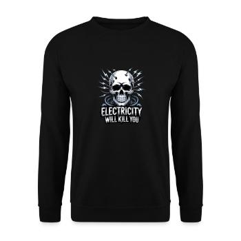 Funny Electrician Design for Men - Unisex Sweatshirt - black - Front - Alina (178cm) & Michal (187cm)