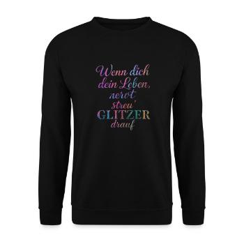 Glitzer 1 - Unisex Pullover - Schwarz - Vorne - Alina (178cm) & Michal (187cm)