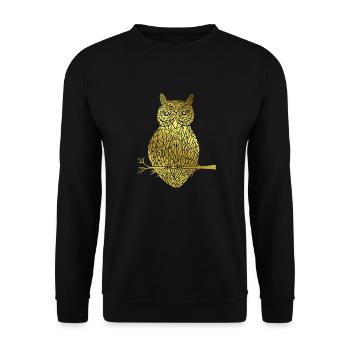 Owl Mandala Gold Owl Golden Bird Bird - Unisex Sweatshirt - black - Front - Alina (178cm) & Michal (187cm)