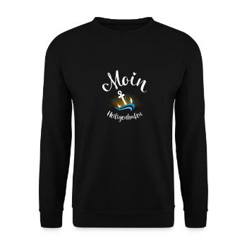 Moin Heiligenhafen mit Anker für Strandurlaub - Unisex Pullover - Schwarz - Vorne - Alina (178cm) & Michal (187cm)