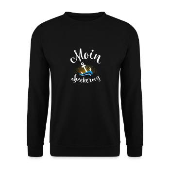 Moin Spiekeroog Anchor and Wave for Beach Holidays - Unisex Sweatshirt - black - Front - Alina (178cm) & Michal (187cm)
