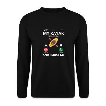 Mein Kayak Ruft Kajak Kajakfahrer - Unisex Pullover - Schwarz - Vorne - Alina (178cm) & Michal (187cm)