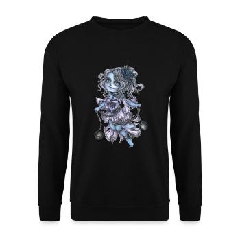Niedliche Manga Geister Dame Süßes Gespenst - Unisex Pullover - Schwarz - Vorne - Alina (178cm) & Michal (187cm)