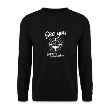 Garmisch Partenkirchen Skifahren Berg Snowboarden - Unisex Pullover - Schwarz - Vorne - Alina (178cm) & Michal (187cm)