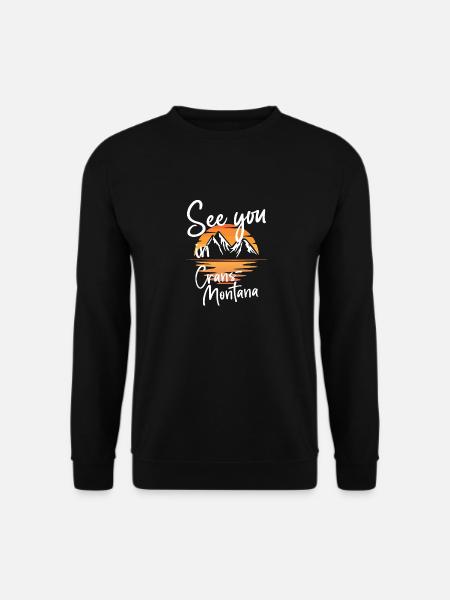 Crans-Montana Suisse randonnée et ski - Sweat-shirt Unisexe - noir