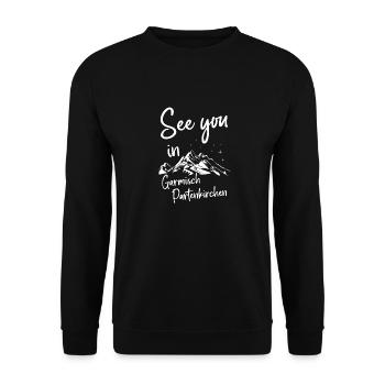 Garmisch Partenkirchen Skifahren Berg Snowboarden - Unisex Pullover - Schwarz - Vorne - Alina (178cm) & Michal (187cm)