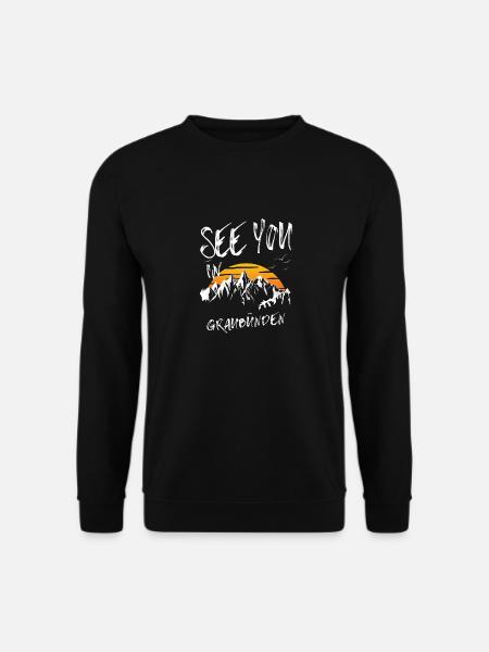 Graubünden Schweiz wandern und Ski fahren - Unisex Pullover - Schwarz