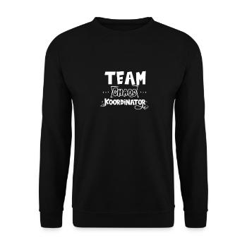 Team Chaos Koordinator witzige Sprüche - Unisex Pullover - Schwarz - Vorne - Alina (178cm) & Michal (187cm)