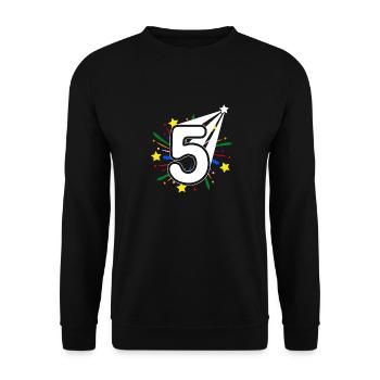 5 years old 5th birthday party number 5 - Unisex Sweatshirt - black - Front - Alina (178cm) & Michal (187cm)