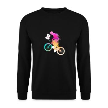 BMX / BMX Fahrrad / Fahrrad / Geschenk / Radfahrer - Unisex Pullover - Schwarz - Vorne - Alina (178cm) & Michal (187cm)