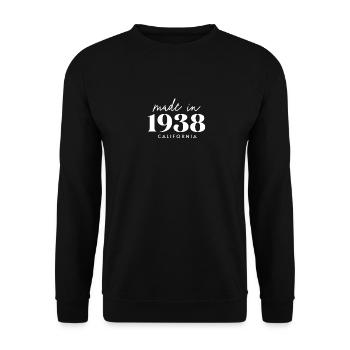 Fait en 1938 en anniversaire en Californie - Sweat-shirt Unisexe - noir - Devant - Alina (178cm) & Michal (187cm)