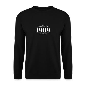 Made 1989 in Florida. Cute Birthday Party - Unisex Sweatshirt - black - Front - Alina (178cm) & Michal (187cm)